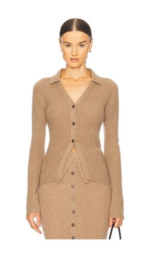 Ribbed Collared Cardigan in Brown. - size L (also in M, XS) - NAADAM - Modalova