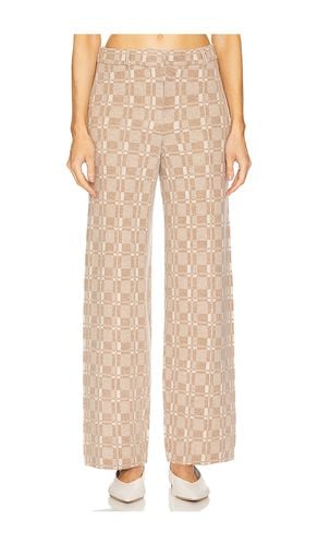 Luxe Plaid Jacquard Wide Leg Trouser in Tan. - size L (also in M, S, XS) - NAADAM - Modalova