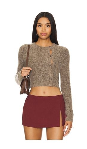 Cable Knit Wool Cardigan in Brown. - size L (also in M, XS) - Nagnata - Modalova