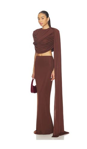 Khara Long Trained Jersey Top in Brown. - size 36/4 (also in 40/8) - ILKYAZ OZEL - Modalova