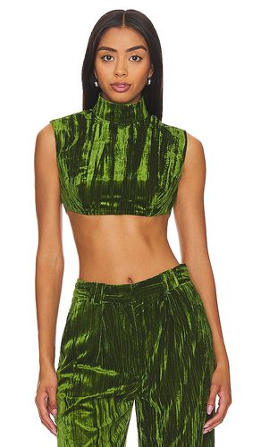 Crinkled Velvet Backless Crop Top in Green. - size L (also in M, S, XL, XS) - NBD - Modalova