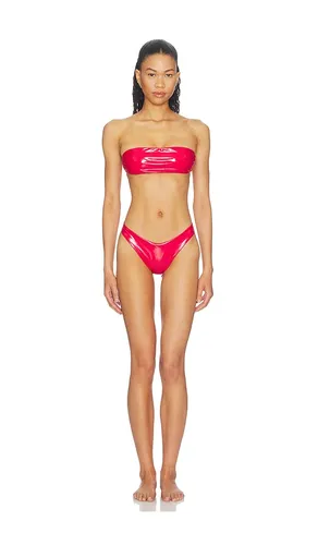 Latex Splash Matte Bandeau Bikini Set in Red. - size L (also in M, S) - naranja furcado - Modalova