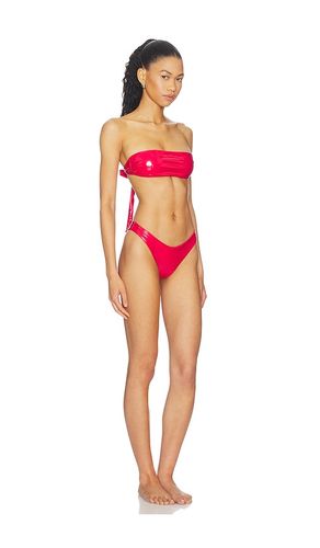 Latex Splash Matte Bandeau Bikini Set in Red. - size L (also in M, S) - naranja furcado - Modalova