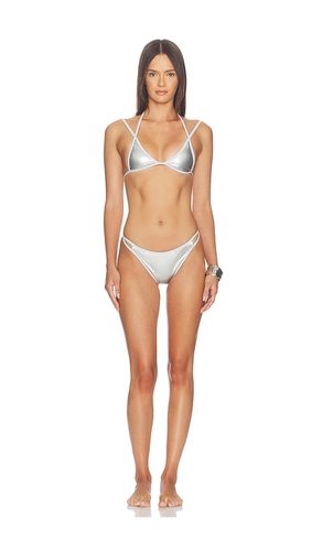 Latex Splash Matte Bent Bikini Set in Metallic Silver. - size L (also in M, S) - naranja furcado - Modalova