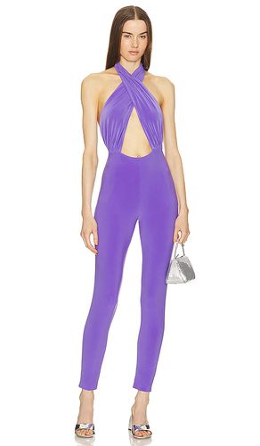 X revolve cross halter jumpsuit en color morado talla S en - Purple. Talla S (también en L, XL) - Norma Kamali - Modalova