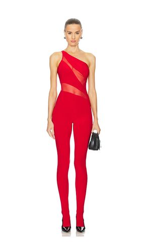 Snake Mesh Catsuit With Footsie in Red. - size M (also in S, XS) - Norma Kamali - Modalova