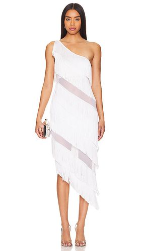 Spliced One Shoulder Mid Calf Dress All Over Fringe in White. - size S (also in XL) - Norma Kamali - Modalova