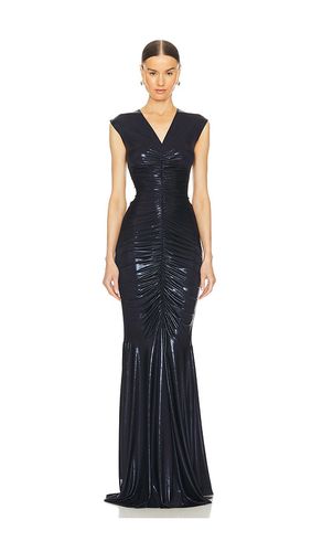 Sleeveless Deep V Neck Shirred Front Fishtail Gown in Navy. - size S (also in XS) - Norma Kamali - Modalova