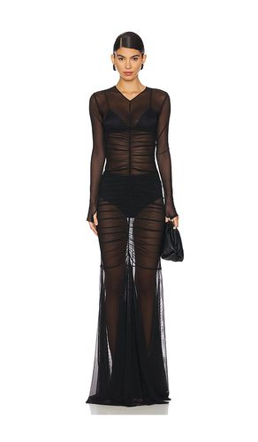 Long Sleeve V Neck Shirred Front Fishtail Gown in . - size L (also in M, S, XS, XXS) - Norma Kamali - Modalova