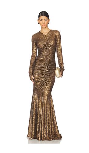 Long Sleeve V Neck Shirred Front Fishtail Gown in . Size S, XS - Norma Kamali - Modalova