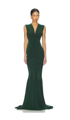 X REVOLVE Sleeveless Deep V Neck Shirred Front Fishtail Gown in . Taglia M. Also in XS - Norma Kamali - Modalova