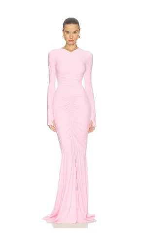Long Sleeve V Neck Shirred Front Fishtail Gown in . Size L. Also in S - Norma Kamali - Modalova