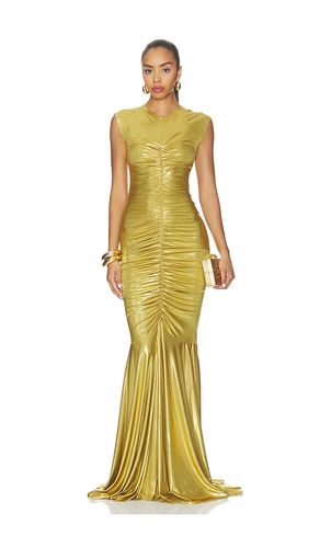 Sleeveless V Neck Fishtail Gown in Metallic Gold. - size S (also in XS) - Norma Kamali - Modalova