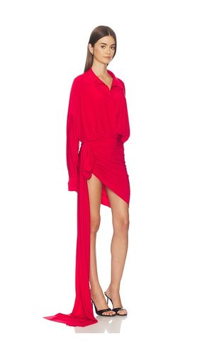 Oversized Shirt Side Drape Dress With Bow in Red. - size XS (also in S, M) - Norma Kamali - Modalova