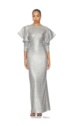 Wing Sleeve Gown in Metallic Silver. - size L (also in M, S, XL, XS, XXS) - Norma Kamali - Modalova