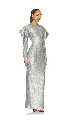 Wing Sleeve Gown in Metallic Silver. - size L (also in M, S, XL, XS, XXS) - Norma Kamali - Modalova