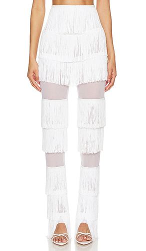 Spliced Boot Pant With Fringe in White. - size M (also in S) - Norma Kamali - Modalova