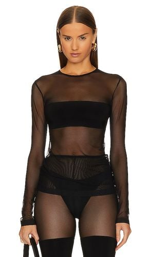 Long Sleeve Crewneck Dash Applique Top in & Mesh in . - size M (also in XL) - Norma Kamali - Modalova