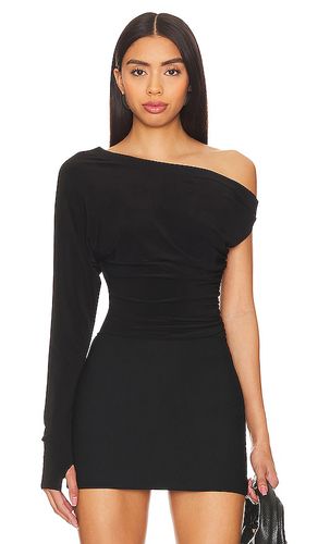 One sleeve drop shoulder side drape top en color talla L en - Black. Talla L (también en M, S) - Norma Kamali - Modalova