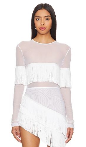 Long Sleeve Crewneck Fringe Top in . Size L. Also in M, S - Norma Kamali - Modalova