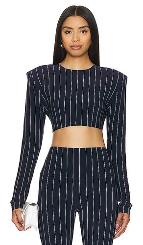 Cropped Shoulder Pad Long Sleeve Crew Top in . Taglia S - Norma Kamali - Modalova