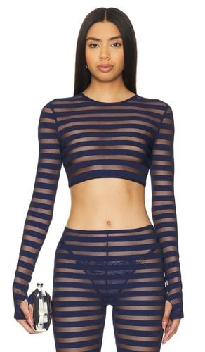 Cropped long sleeve crewneck top en color azul marino talla L en - Navy. Talla L (también en M, S, XS) - Norma Kamali - Modalova