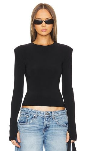 Shoulder pad long sleeve crew top en color talla L en - Black. Talla L (también en M, XS, XXS) - Norma Kamali - Modalova