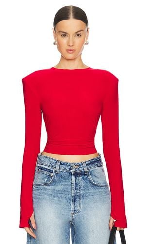 Shoulder Pad Long Sleeve Crew Top in Red. - size S (also in XS, XXS) - Norma Kamali - Modalova