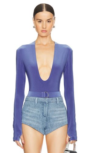 Long Sleeve Deep U Neck Bodysuit in Blue. - size S (also in XL, XS, XXS) - Norma Kamali - Modalova