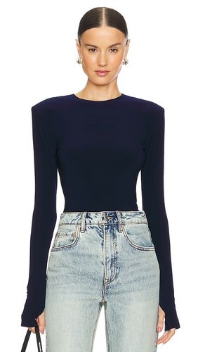 Shoulder Pad Long Sleeve Crew Top in Navy. - size XL (also in L, XXS) - Norma Kamali - Modalova