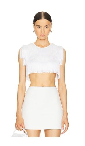 Midriff Sleeveless Fringe Tee in White. - size L (also in M, S, XL, XS, XXS) - Norma Kamali - Modalova