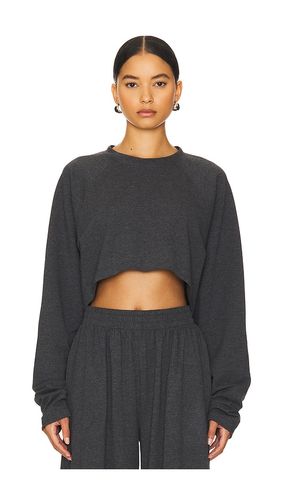 Oversized Raglan Sleeve Cropped Top in Grey. - size L (also in XL) - Norma Kamali - Modalova
