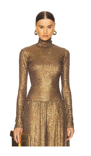 Slim Fit Long Sleeve Turtleneck Top in Metallic Gold. - size L (also in M, S, XL, XS, XXS) - Norma Kamali - Modalova