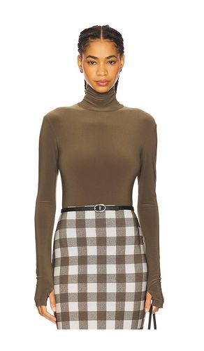 Long Sleeve Turtleneck Bodysuit in Olive. - size L (also in M, S, XL, XS) - Norma Kamali - Modalova