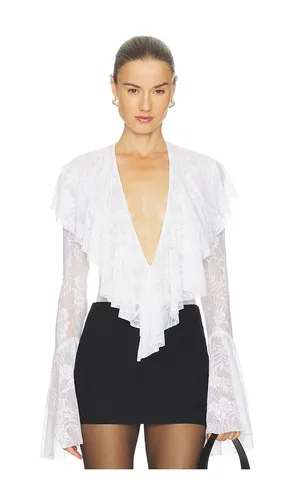 Long Sleeve Deep V Ruffle Bodysuit in . Size M. Also in L - Norma Kamali - Modalova