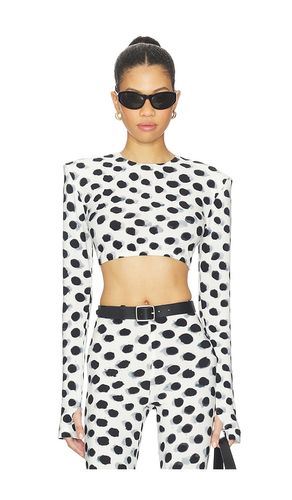 Cropped Long Sleeve Shoulder Pad Top in ,. Size M. Also in S, XS - Norma Kamali - Modalova