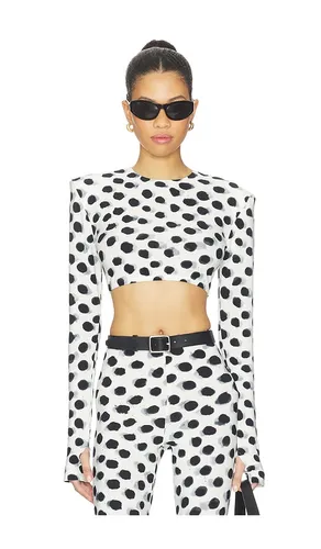 Cropped Long Sleeve Shoulder Pad Top in ,. Taglia L. Also in M, S - Norma Kamali - Modalova
