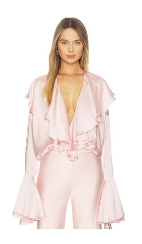 Long Sleeve Deep V Ruffle Bodysuit in . Taglia L. Also in M - Norma Kamali - Modalova