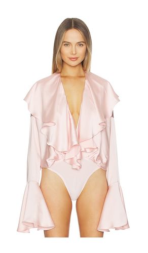Long Sleeve Deep V Ruffle Bodysuit in . Size L. Also in M, S - Norma Kamali - Modalova