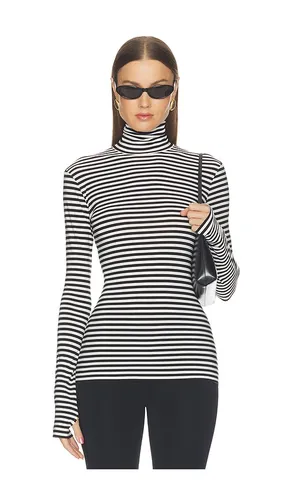 Slim Fit Long Sleeve Turtleneck Top in Black & White. - size L (also in M, S, XL, XS, XXS) - Norma Kamali - Modalova