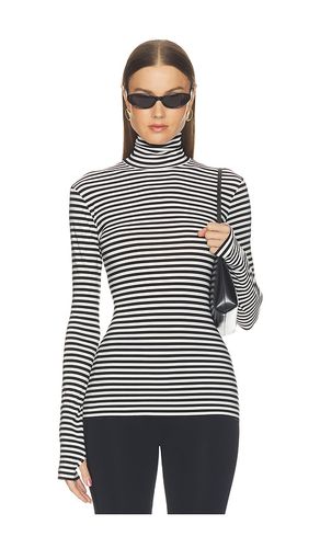Slim Fit Long Sleeve Turtleneck Top in Black & White. - size L (also in M, S, XS, XXS) - Norma Kamali - Modalova