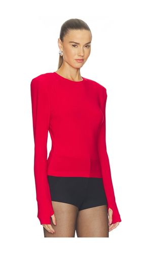 Shoulder Pad Long Sleeve Crew Top in Red. - size XXS (also in XS, S, M, L) - Norma Kamali - Modalova