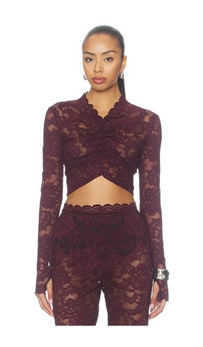 Delphine Lace Long Sleeve Crop Top in Burgundy. - size M (also in S) - Nookie - Modalova