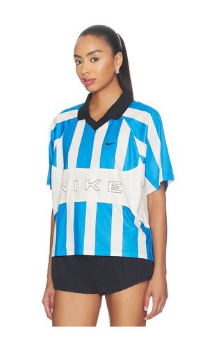 Women's Oversized Short-sleeve Striped Jersey in Blue. - size L (also in M, S) - Nike - Modalova