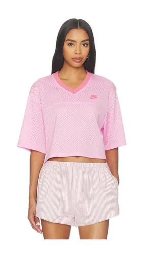 Women's Cropped Mesh Jersey Top in Pink. - size L (also in S) - Nike - Modalova