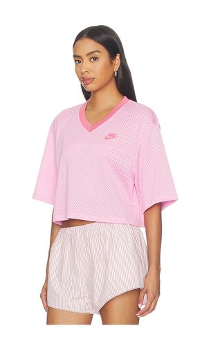 Women's Cropped Mesh Jersey Top in Pink. - size L (also in M, S) - Nike - Modalova