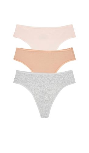 Bliss Bare Cotton Thong 3-pack in Nude,Grey. - size L (also in S) - Natori - Modalova