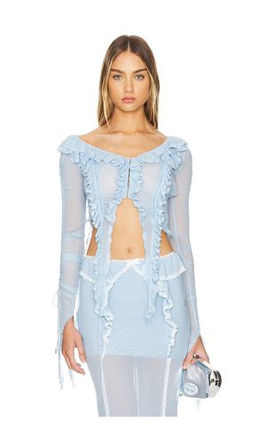 Lace Trim Ruffled Top in Blue. - size L (also in M, S) - Nodress - Modalova