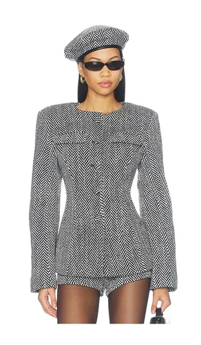 Suiting Herringbone Sculpt Blazer in Black. - size S (also in XS, M) - Naked Wardrobe - Modalova