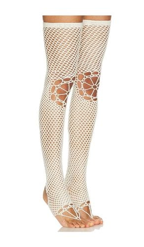 Crochet Stockings With Floral Knees in White. - size L (also in M) - nastyamasha - Modalova